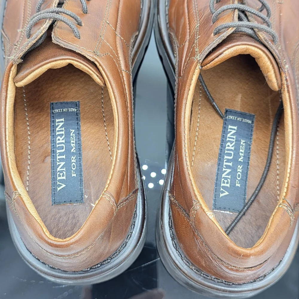 Venturini Brown Leather Oxford Shoes Men’s 7M Made in Italy Classic Comfort